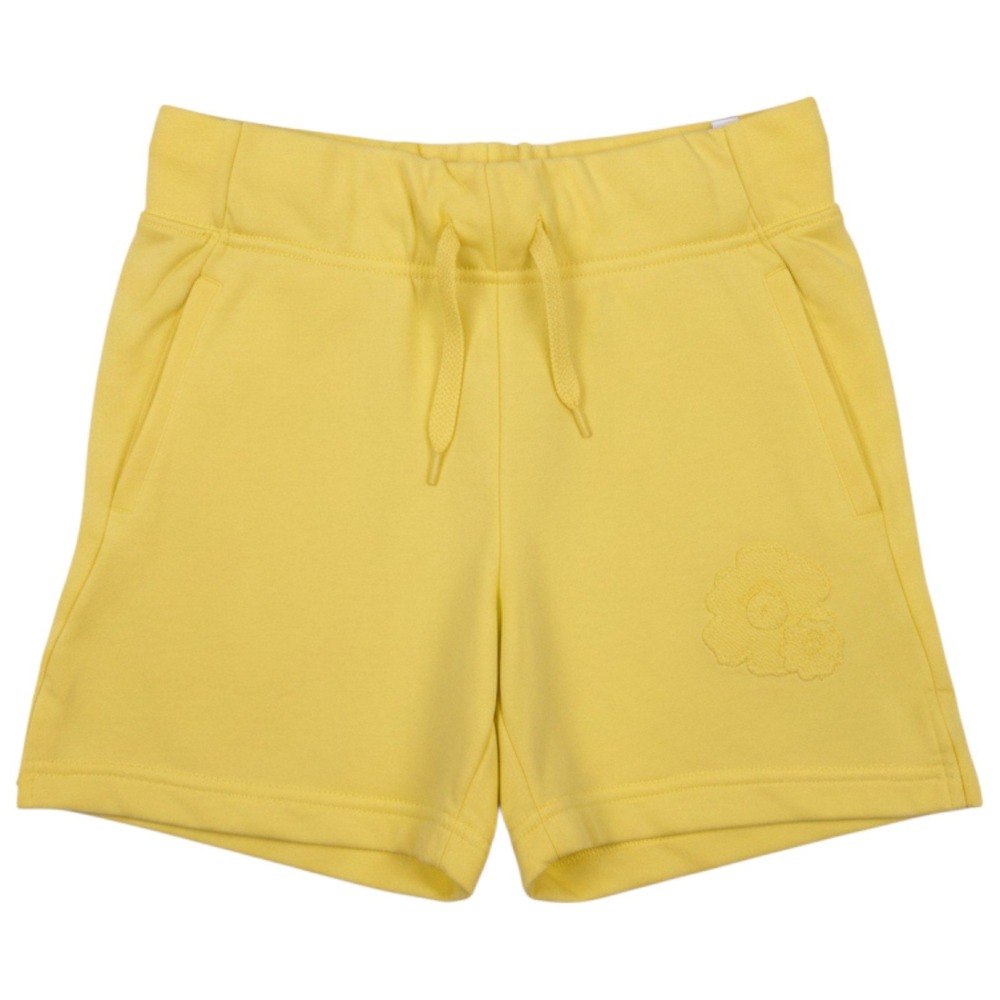 Nike Sportswear Club Shorts Girls Medium Yellow Embroidered Floral Terry NEW